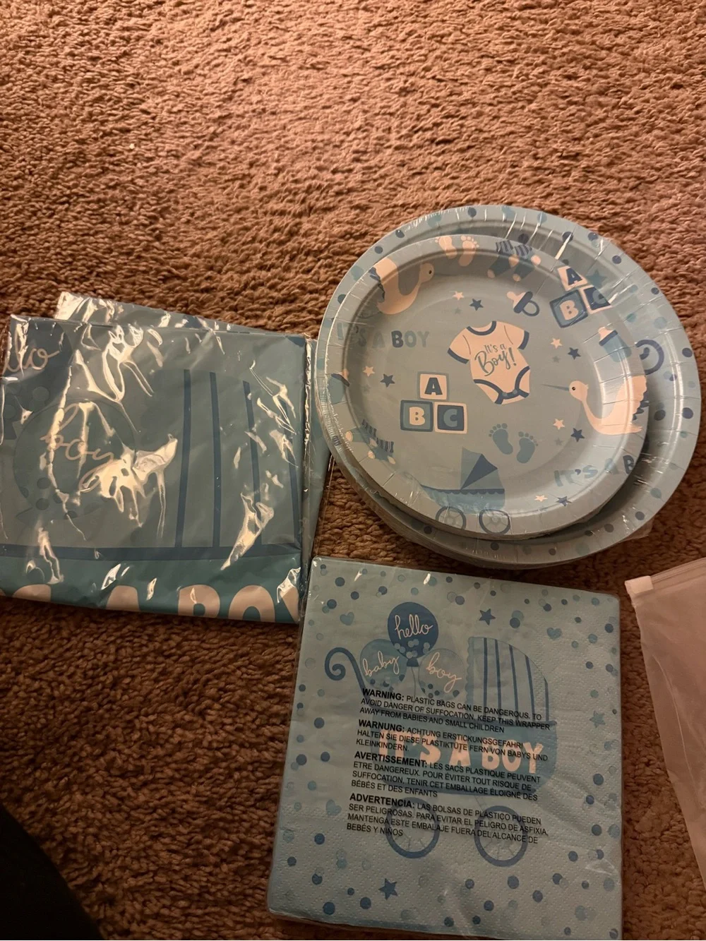 Baby Shower boy Decorations For 24 Guests - It’s A Boy- plates, table cover